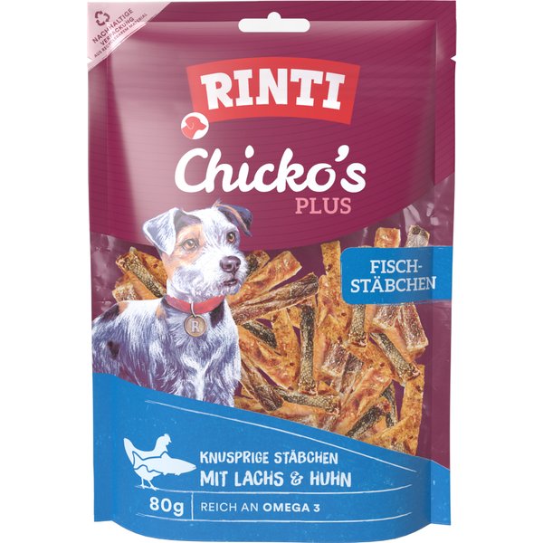 3x80g Extra Chicko Plus Vissticks RINTI Hondensnacks