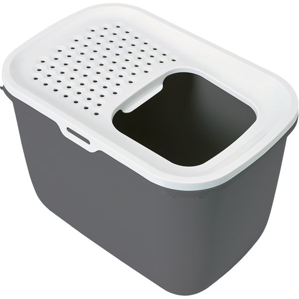 Caixa de areia fechada Savic Hop In para gatos - Antracite/branco