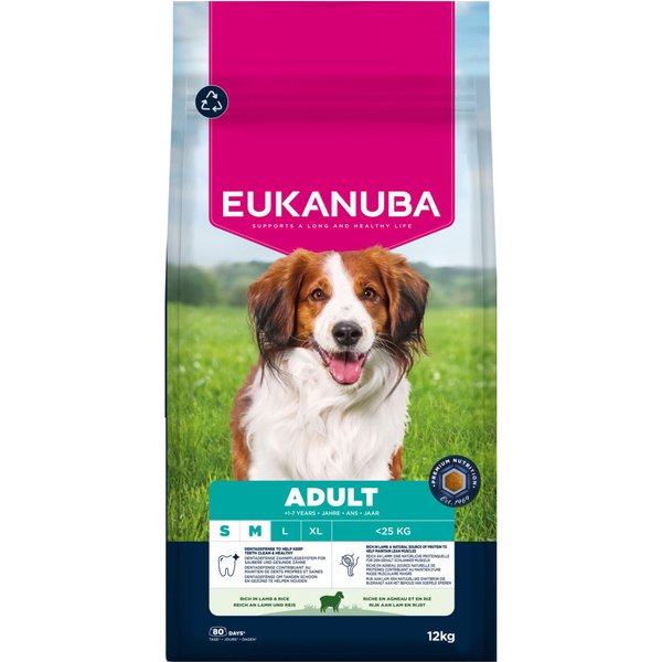 Pack Ahorro: Eukanuba 2 x 12/15 kg o 2 x 3 kg - Adult Small & Medium Breed cordero y arroz (2 x 12 kg)