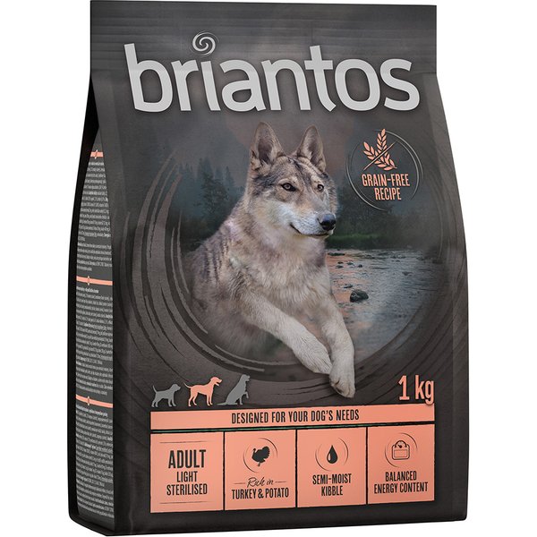 4x1kg Adult Light/Sterilised Kalkoen & Aardappel Briantos Hondenvoer
