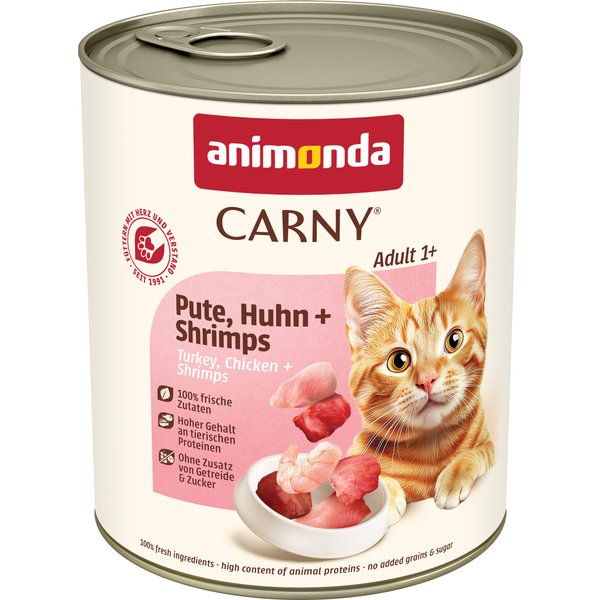 6x800g Adult Kalkoen, Kip & Garnaal Animonda Carny Kattenvoer
