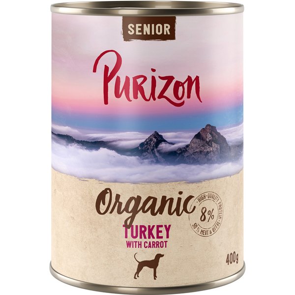 Purizon Organic 6 x 400 g - Nieuw Receptuur: Senior Kalkoen met Wortel