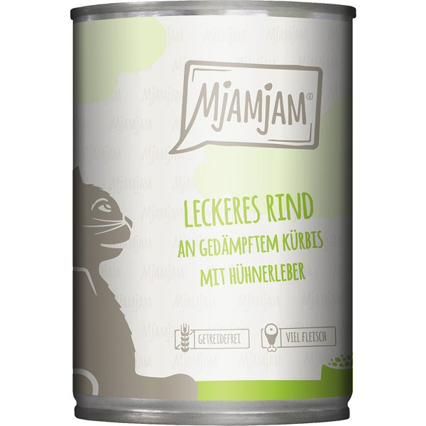 6x400g MjAMjAM Heerlijk Rundvlees op Gestoomde Pompoen Kattenvoer Nat