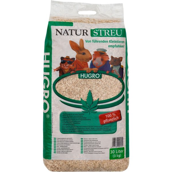 Hugro Substrato de cânhamo para animais pequenos - 30 l