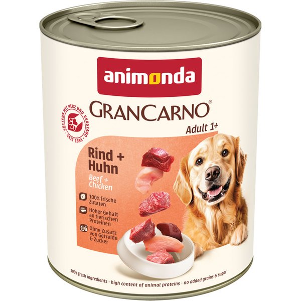 12x800g Original Adult Adult: Rund & Kip animonda GranCarno Hondenvoer
