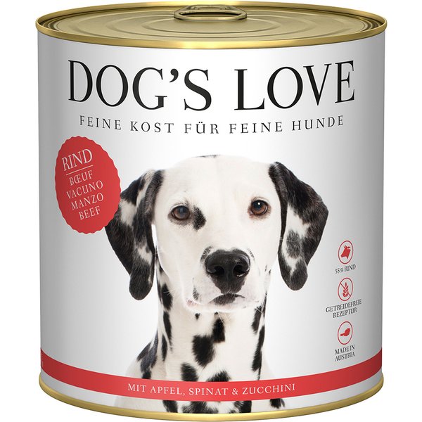 6x 800g Dog's Love Adult Rundsvoer Nat