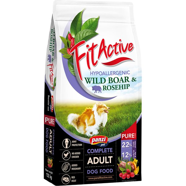 2x 12 kg FitActive Pure Hypoallergenic everzwijn & rozenbottel hondenvoer droog