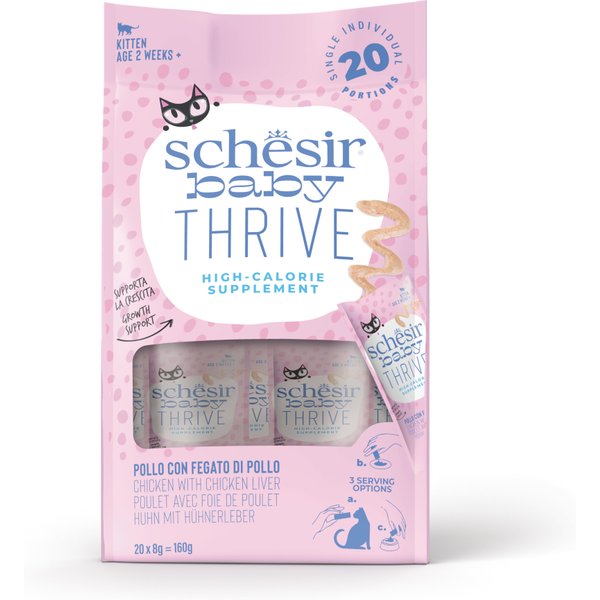 20x8g Schesir Baby Thrive kip met kippenlever nat kattenvoer