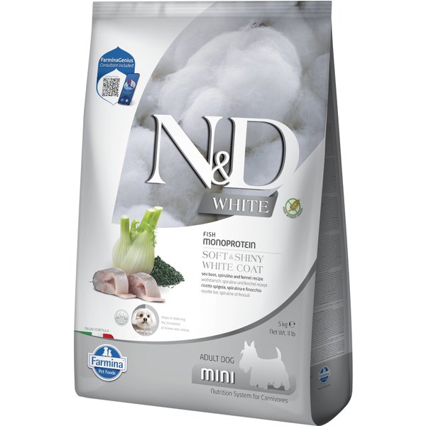Farmina N&D Dog Adult Mini White com robalo, funcho e spirulina - 5 kg