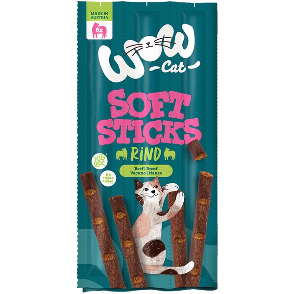 WOW Cat Soft Sticks 6 x 5 g - Vaca (36 x 5 g)