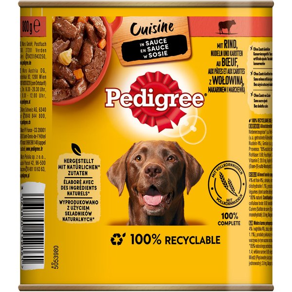 Pedigree Classic 12 x 800 g - Carne de vaca e cenouras em molho