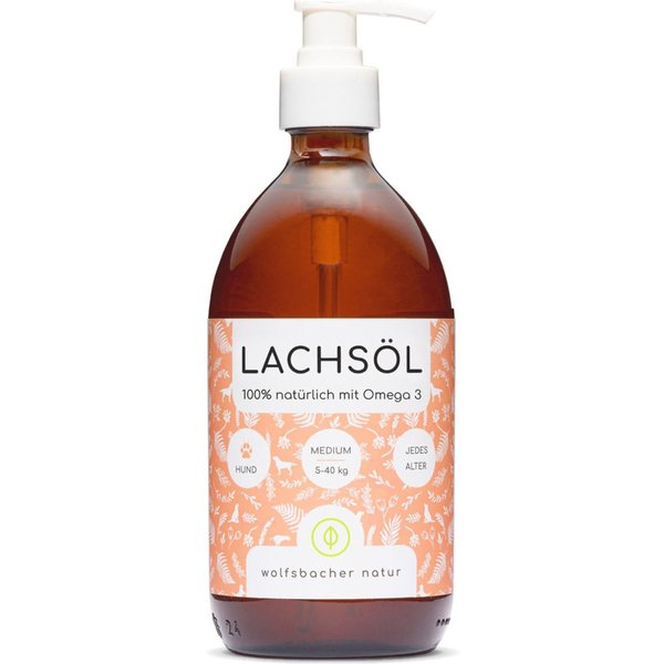 500ml Wolfsbacher natuurlijke zalmolie aanvullende voeding voor honden