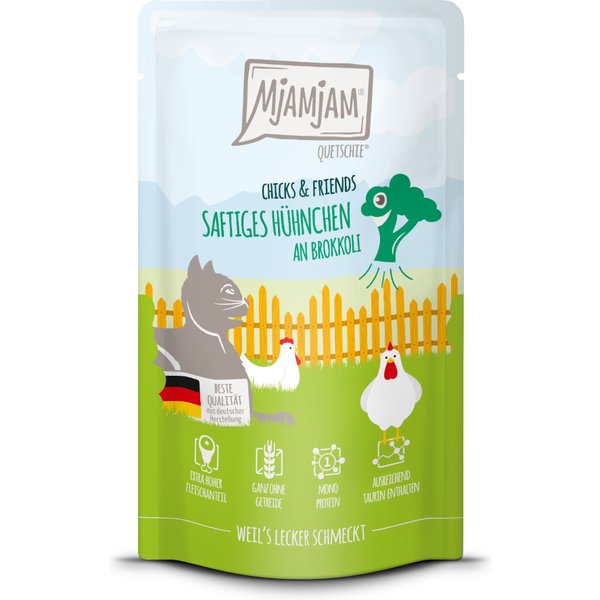 MjAMjAM Quetschie 12 x 125 g - Chicks & Friends frango suculento com brócolos