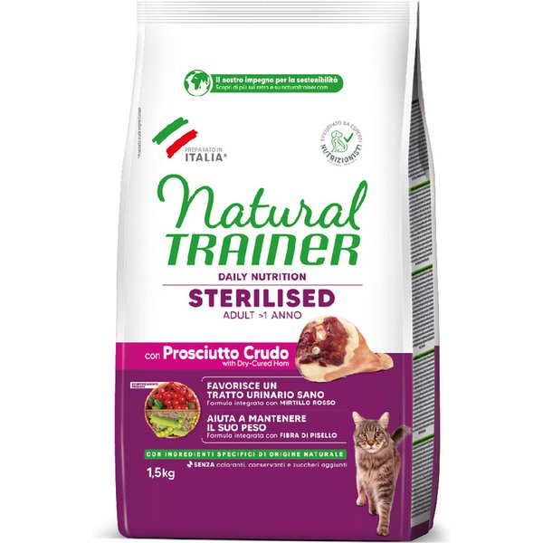 Natural Trainer Sterilised con jamón crudo - 2 x 1,5 kg**