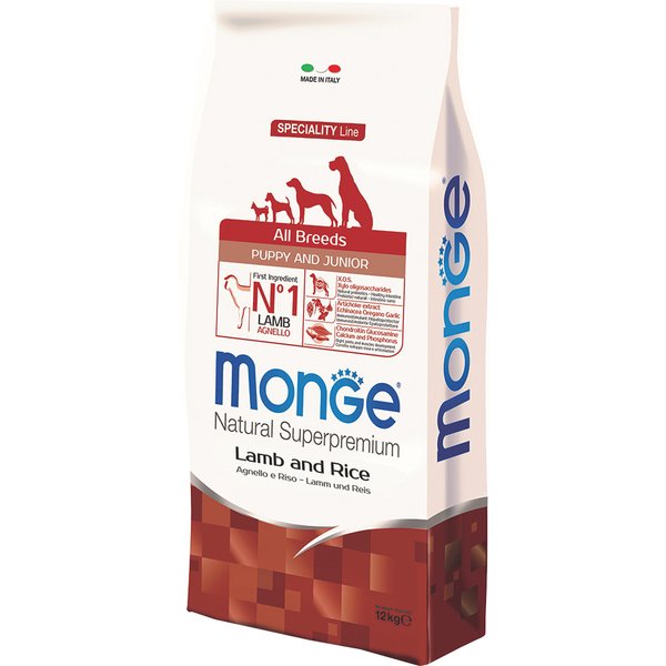 12kg Lam & Rijst Superpemium Alle rassen Puppy Junior Monge