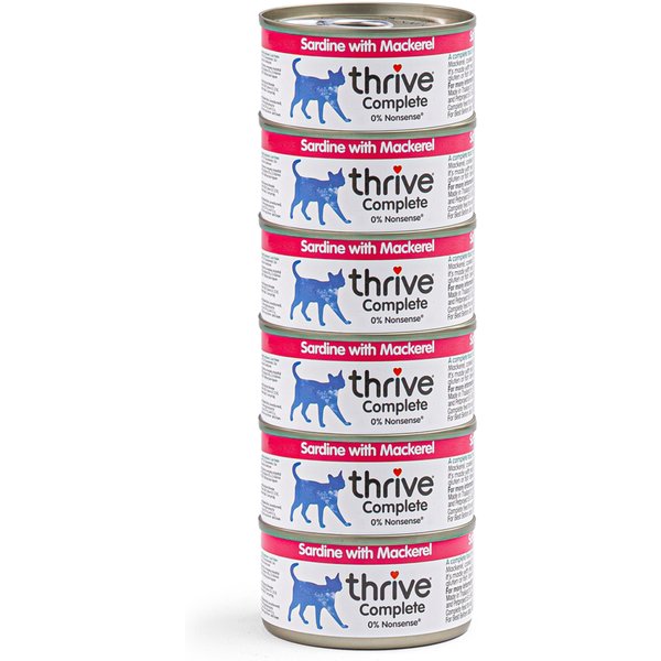6x75g Adult Wet Complete Sardientjes & Makreel Thrive Kattenvoer