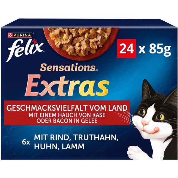 96x85g Van het Land Felix Sensations Extra Kattenvoer