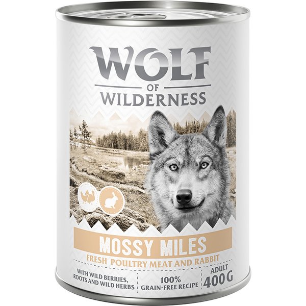 Wolf of Wilderness Expedition Adult 6 x 400 g - Mossy Miles - Aves com coelho