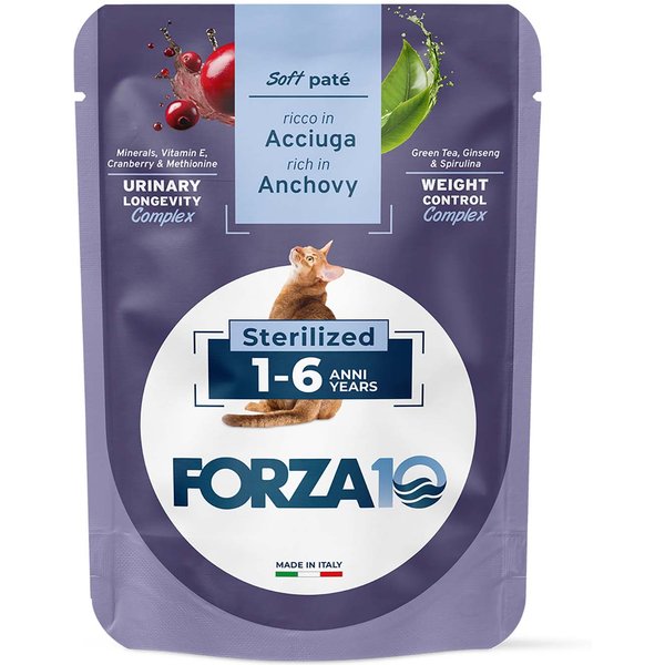 24x80g BOTANICAT FORZA10 Soft Paste Sterilized 1-6 Jaar Rijk aan Ansjovis Kattenvoer nat