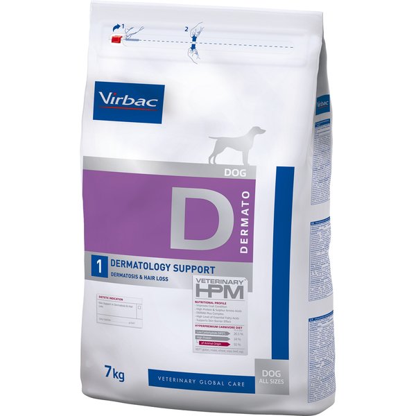 Virbac Veterinary HPM Dermatology Support D1 para cães - 7 kg