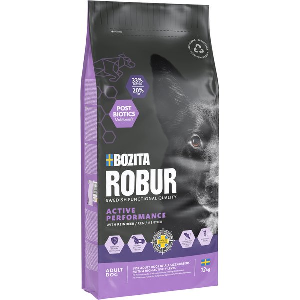 Dubbelpak: 2 x 12 kg Bozita Robur volwassen actief rendier droog hondenvoer