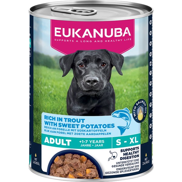 Eukanuba Adult Rico em truta com batata-doce - Pack económico: 12 x 400 g