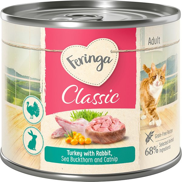 6x200g Menu Duo-soorten Konijn & Kalkoen met Duinhoorn & Kattenmint Feringa Kattenvoer