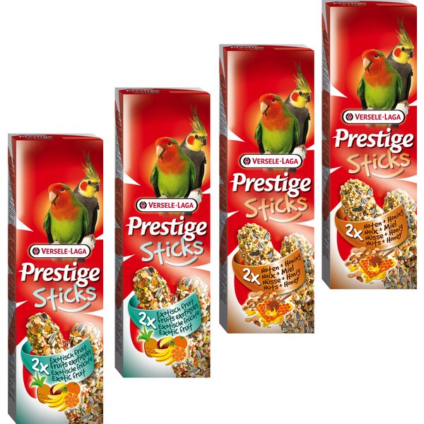 Pack misto: Versele-Laga Prestige Sticks periquitos grandes - 4 x 2 barritas (560g)