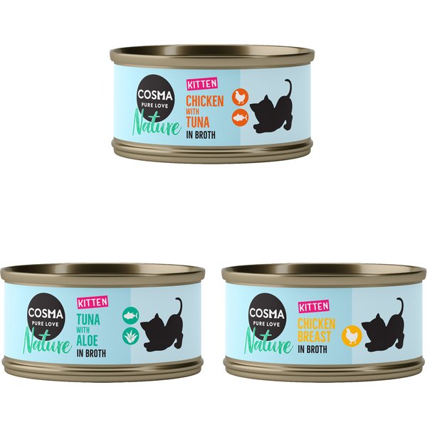 Cosma Nature Kitten - Pack de degustação - 6 x 70 g (3 variedades)