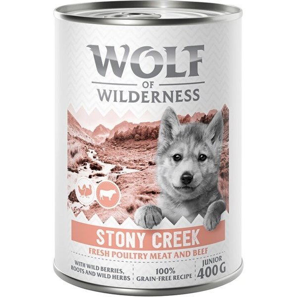 Wolf of Wilderness Expedition Junior 6 x 400 g - Stony Creek - Aves com vaca