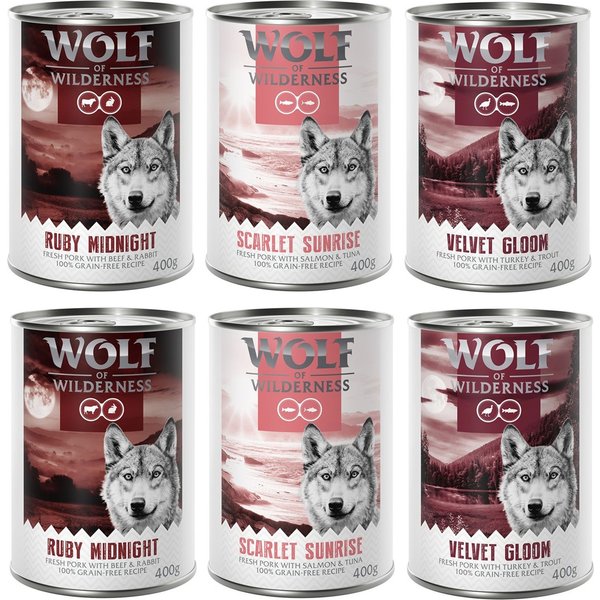 Wolf of Wilderness Red Meat Adult 6 x 400 g - Pack misto