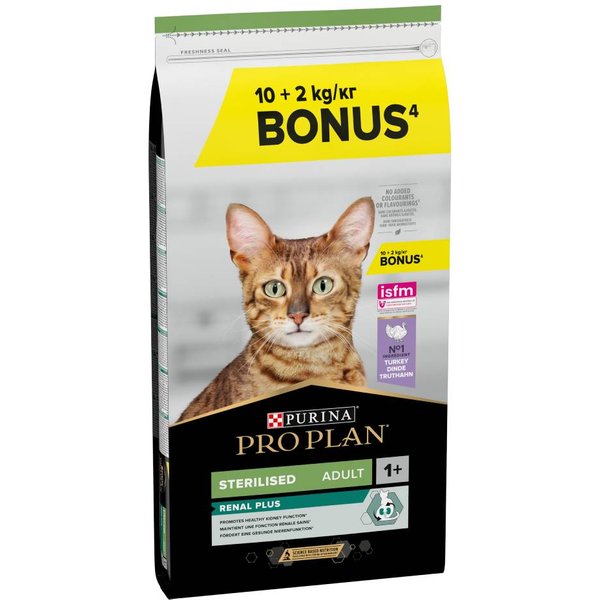 10 kg + 2 kg gratis! Pro Plan Sterilised Kalkoen droogvoer voor katten 12kg