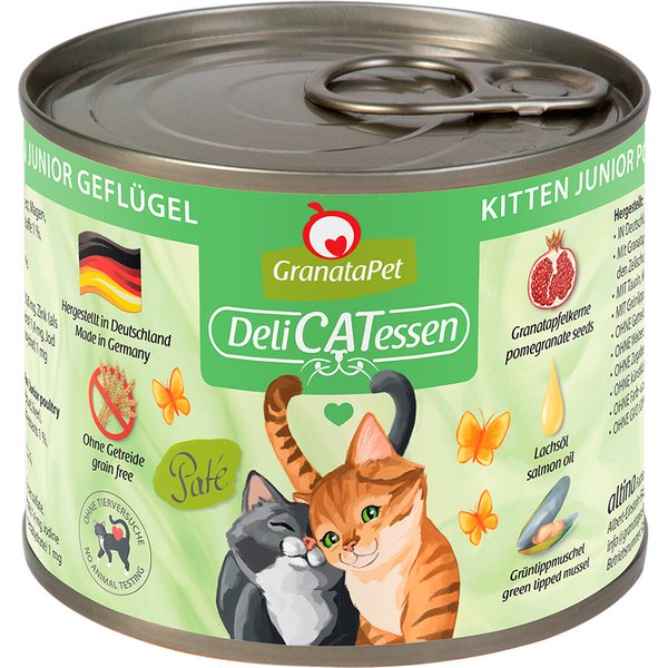 GranataPet DeliCatessen 12 x 200 g en latas - Pack Ahorro - Kitten con ave