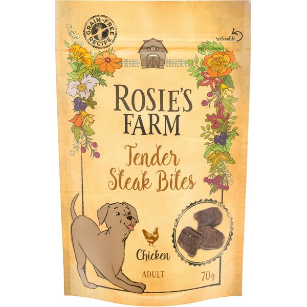 Rosie's Farm Snacks "Tender Steak Bites" Frango - Pack económico: 5 x 70 g