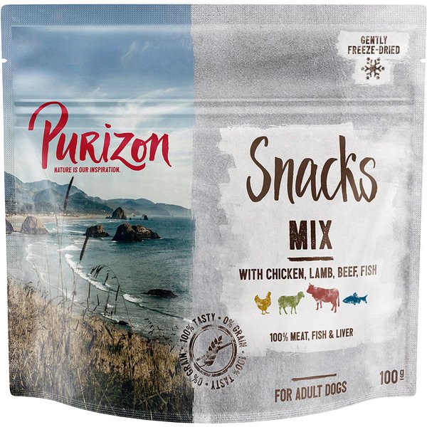 Purizon Snacks Mix sin cereales para perros - 3 x 100 g - Pack Ahorro