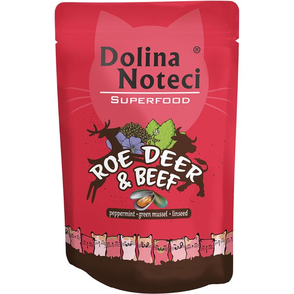 20 x 85 g Dolina Noteci Superfood Ree en Rund nat kattenvoer