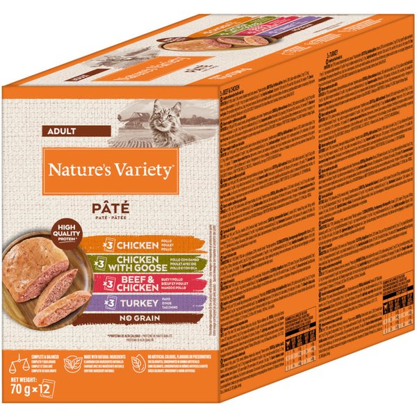 Nature's Variety Original Paté No Grain 24 x 70 g - Pack Ahorro - Pack mixto (Pollo, pollo y ganso, vacuno y pollo, pavo)