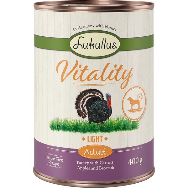 Lukullus Vitality Light com peru (sem cereais) - 6 x 400 g