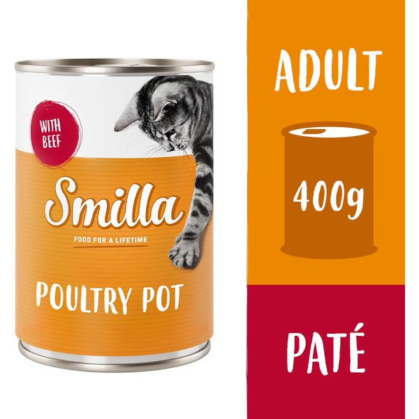 24x400g Gevogelte- en Vispannetje Mals Gevogelte met Rund Smilla Kattenvoer