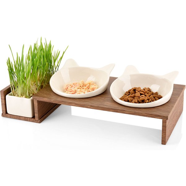 CanadianCat Company voerbar Cat Diner hout: 2x250 ml, Ø15cm kat