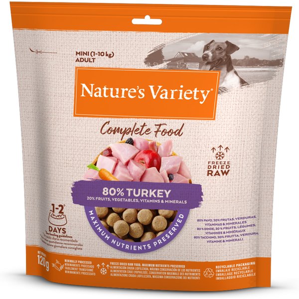 Nature's Variety ração liofilizada para cães de pequeno porte - Pack económico: peru (2 x 120 g)