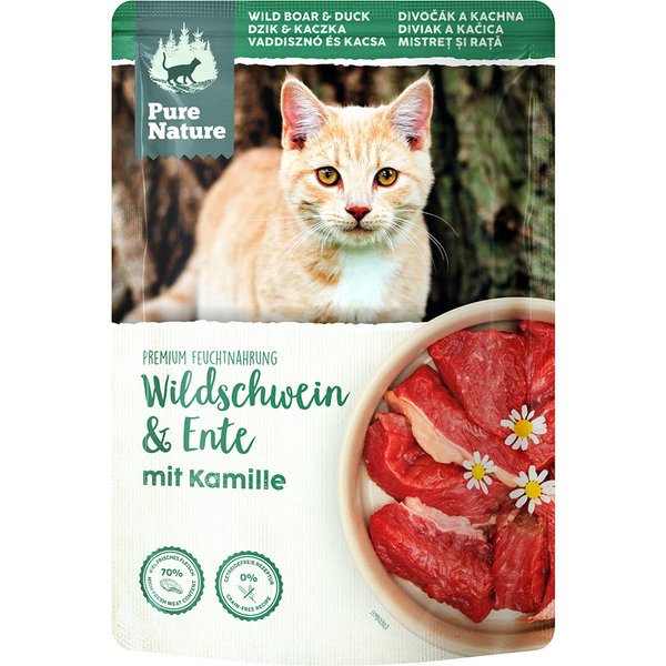 12x 85g Pure Nature Feline Wild Zwijn & Eend Nat Kattenvoer