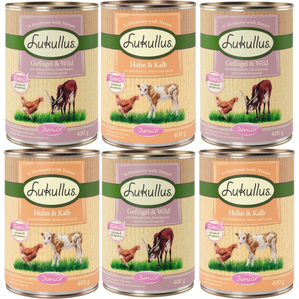 Lukullus Junior 24 x 400 g - Pack Ahorro - Pack mixto 1 (3 variedades)