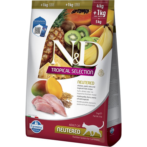 N&D Cat Tropical Selection Neutered con pollo - 5 kg (4 +1 kg)