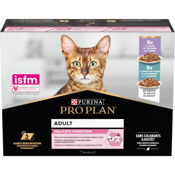 PURINA PRO PLAN Cat Adult Delicate Digestion 10 x 85 g - Peru e peixe de alto-mar