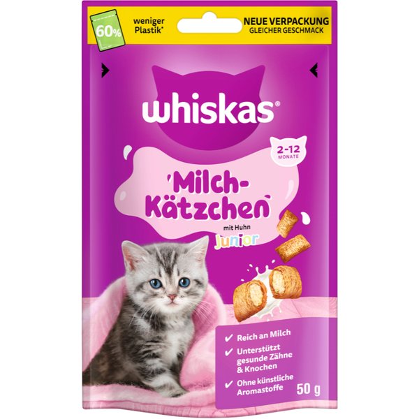 Whiskas Milk Kitten snack para gatinhos - Pack económico: 6 x 50 g