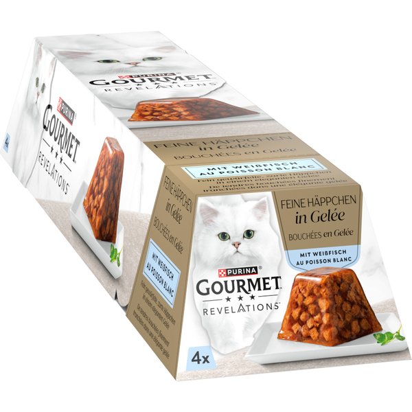 Voordeelpakket 12x57g Gourmet Revelations Fine Cuts witvis natvoer voor katten