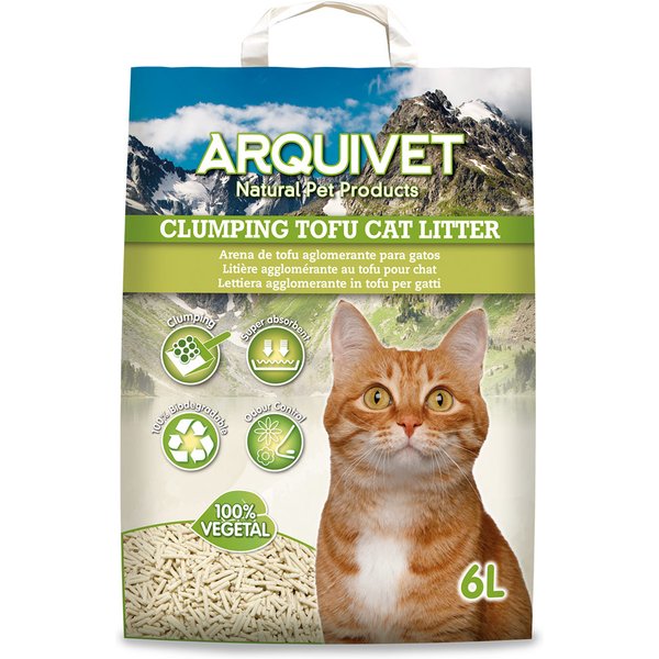 Areia aglomerante Arquivet com tofu para gatos - 6 litos