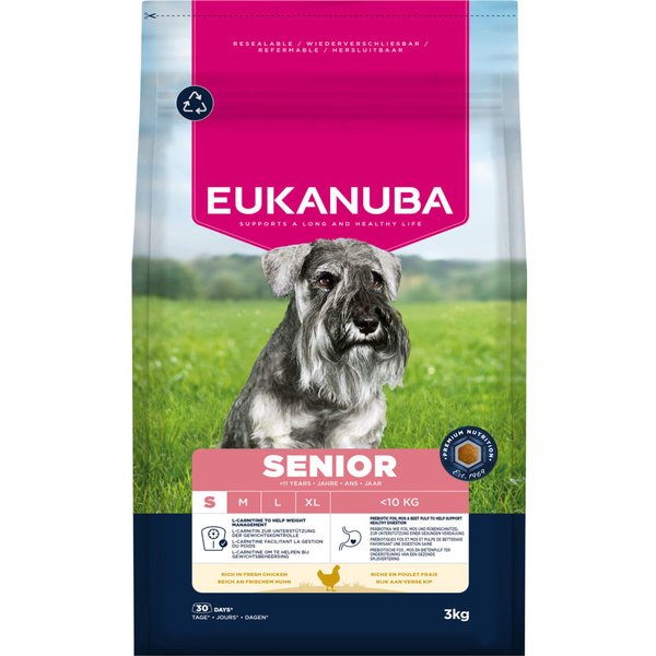 3kg Eukanuba Premium Nutrition Senior Kleine Fok Kip Hondenvoer droog