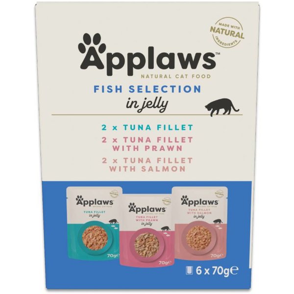 Applaws Cat Pouch em gelatina 6 x 70 g - Seleção com peixe